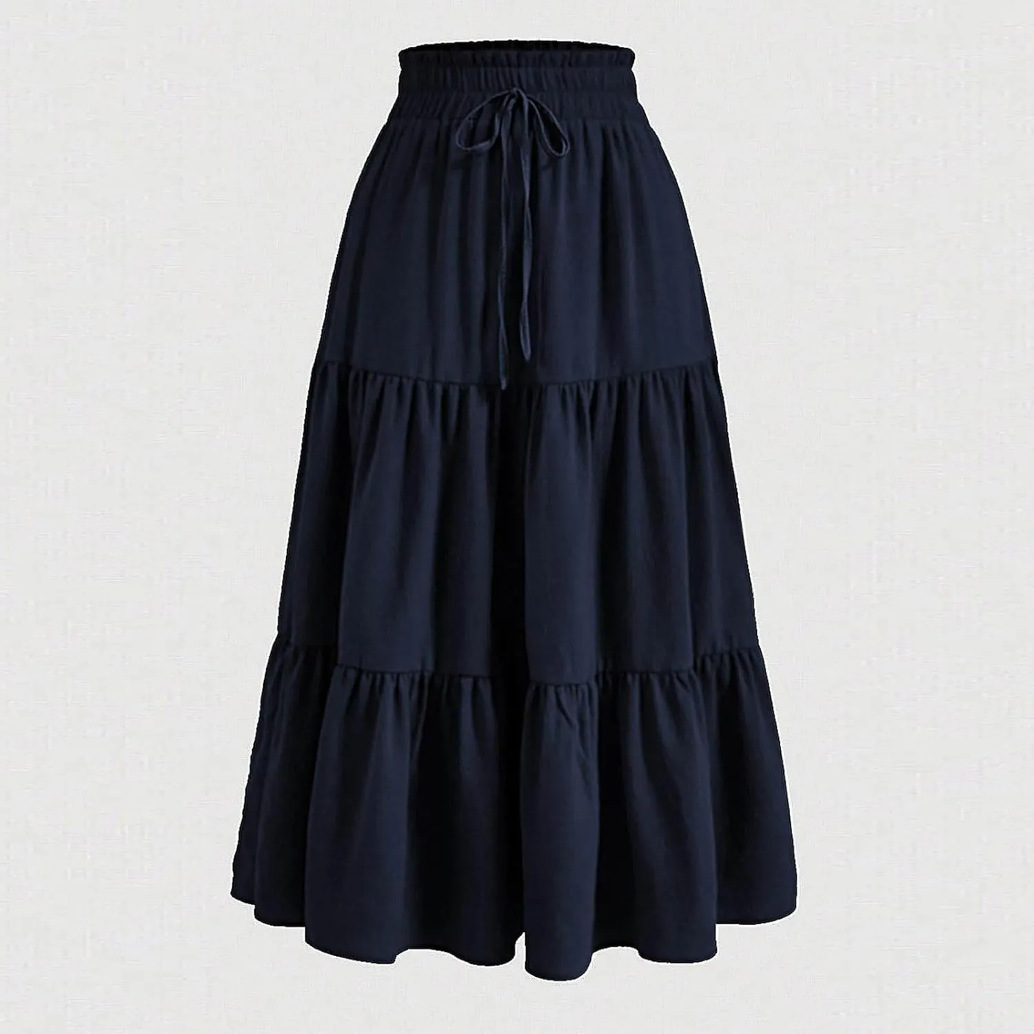Maxi Skirts for Women 2025 Summer Boho Elastic Waist Skirts Drawstring Plus Size Trendy Casual Loose Long Skirt Dress
