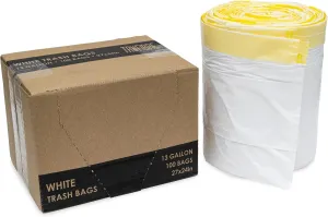 Medium Trash Bags Drawstring, 13 Gallon, Kitchen Garbage Liners for Home, Office Disposal, Recycling, Waste Management, 24x27 100 Count