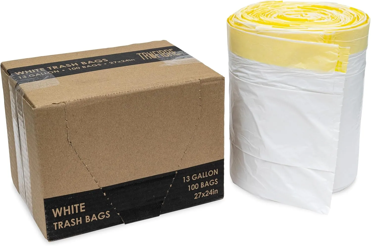 Medium Trash Bags Drawstring, 13 Gallon, Kitchen Garbage Liners for Home, Office Disposal, Recycling, Waste Management, 24x27 100 Count