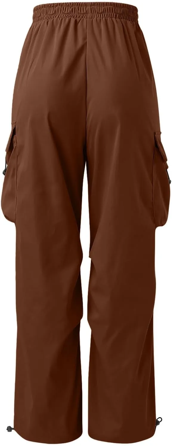 Mens Cargo Pants Casual Wide Leg Elastic Waist Pant Work Pant with Multiple Pockets