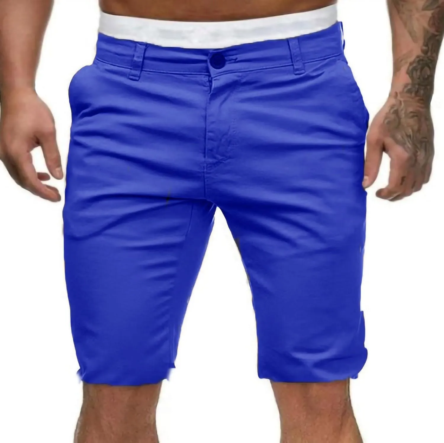 Men's Cargo Shorts Lightweight Solid Flat Front Outdoor Work Shorts Casual Sports Slim Fit Activewear with Pocket