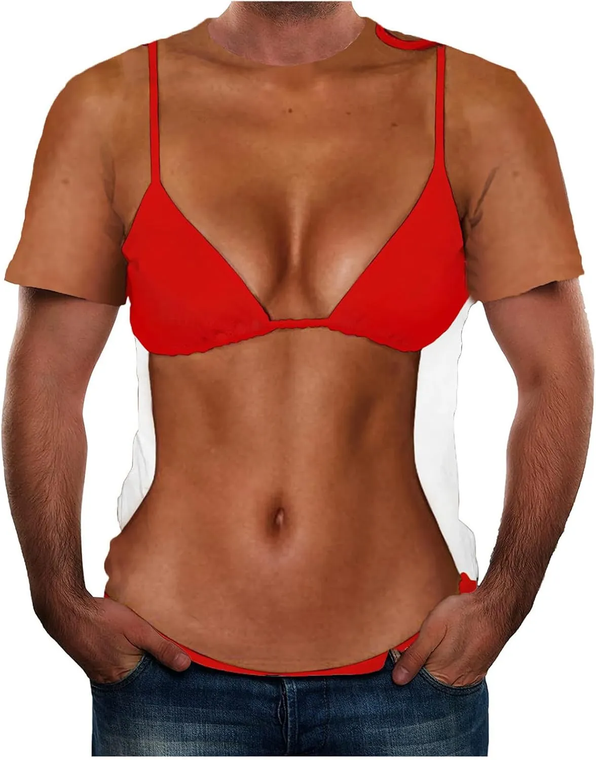 Mens Fake Abs Shirts Funny Bikini Body Muscle 3D Graphics Tees Tshirt Summer Casual Novelty Streetwear Workout Tops