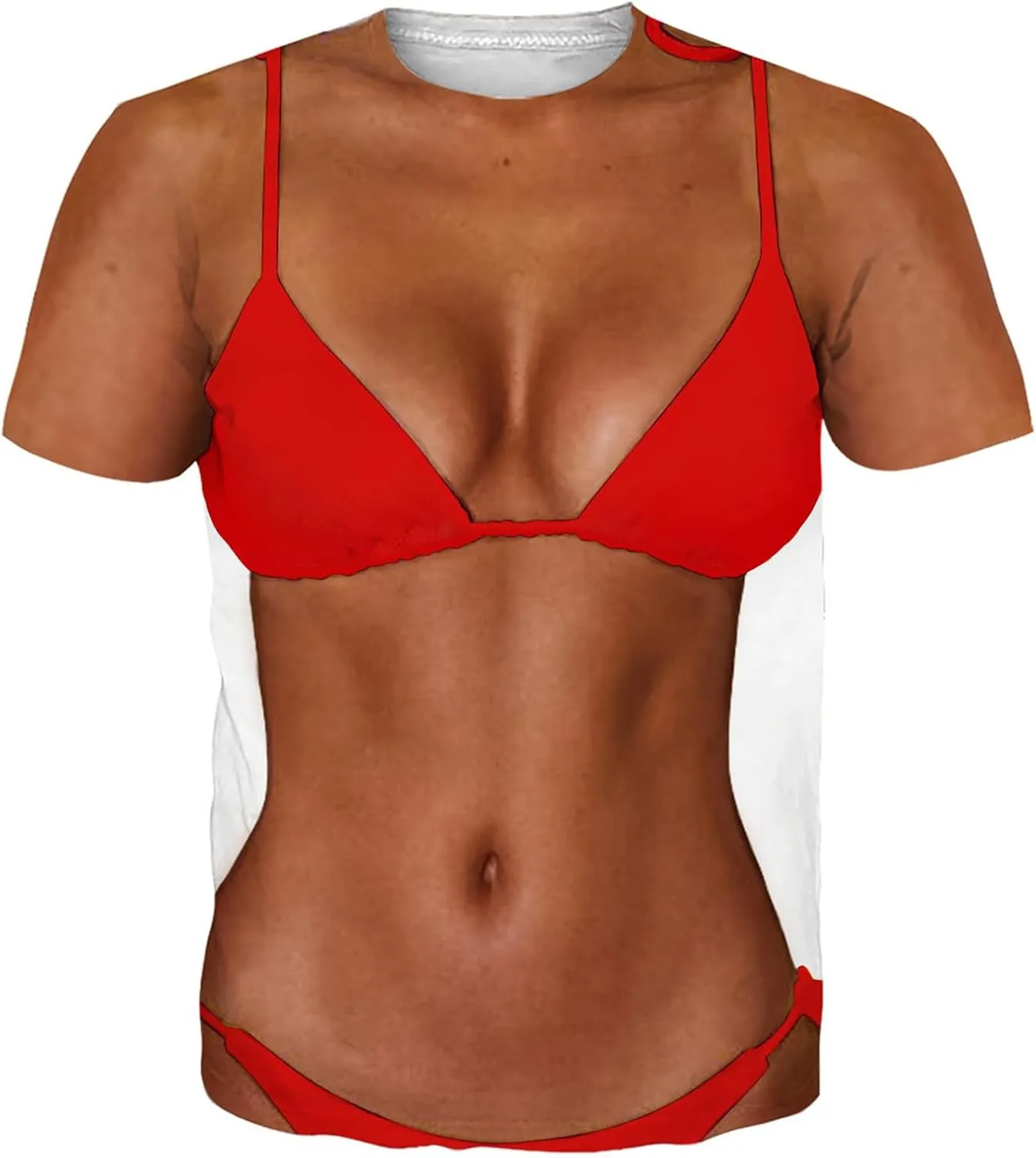Mens Fake Abs Shirts Funny Bikini Body Muscle 3D Graphics Tees Tshirt Summer Casual Novelty Streetwear Workout Tops
