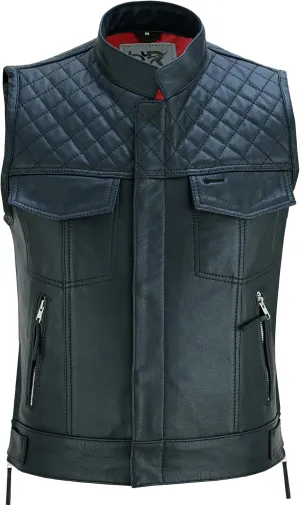 Men's Motorcycle Premium Quality Leather Sleeveless Vest Motorbike Motocross Biker Riders Vests