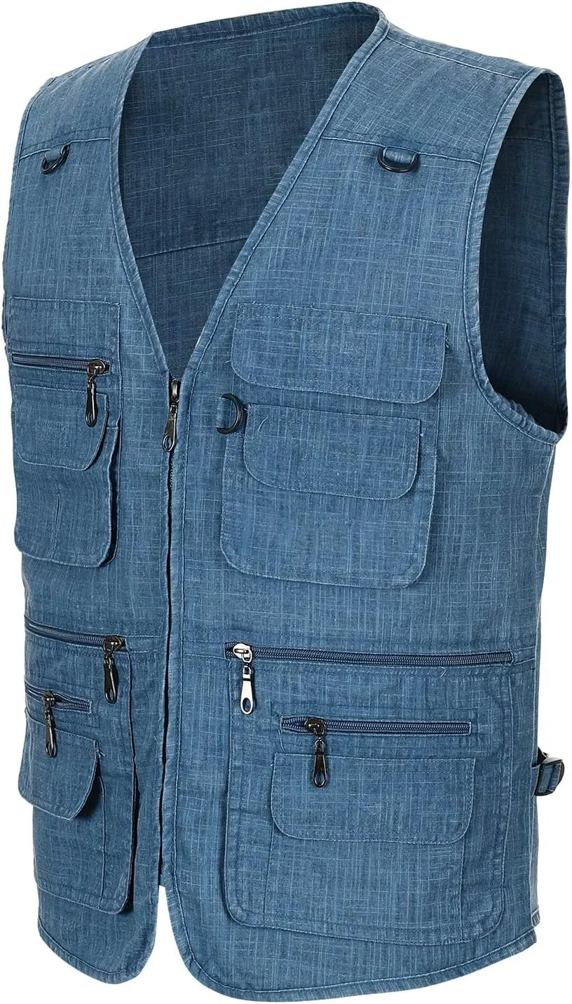 Mens Outdoor Fishing Vest Safari Travel Photography Vests Jacket Multi Pocket