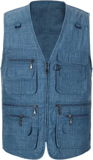 Mens Outdoor Fishing Vest Safari Travel Photography Vests Jacket Multi Pocket