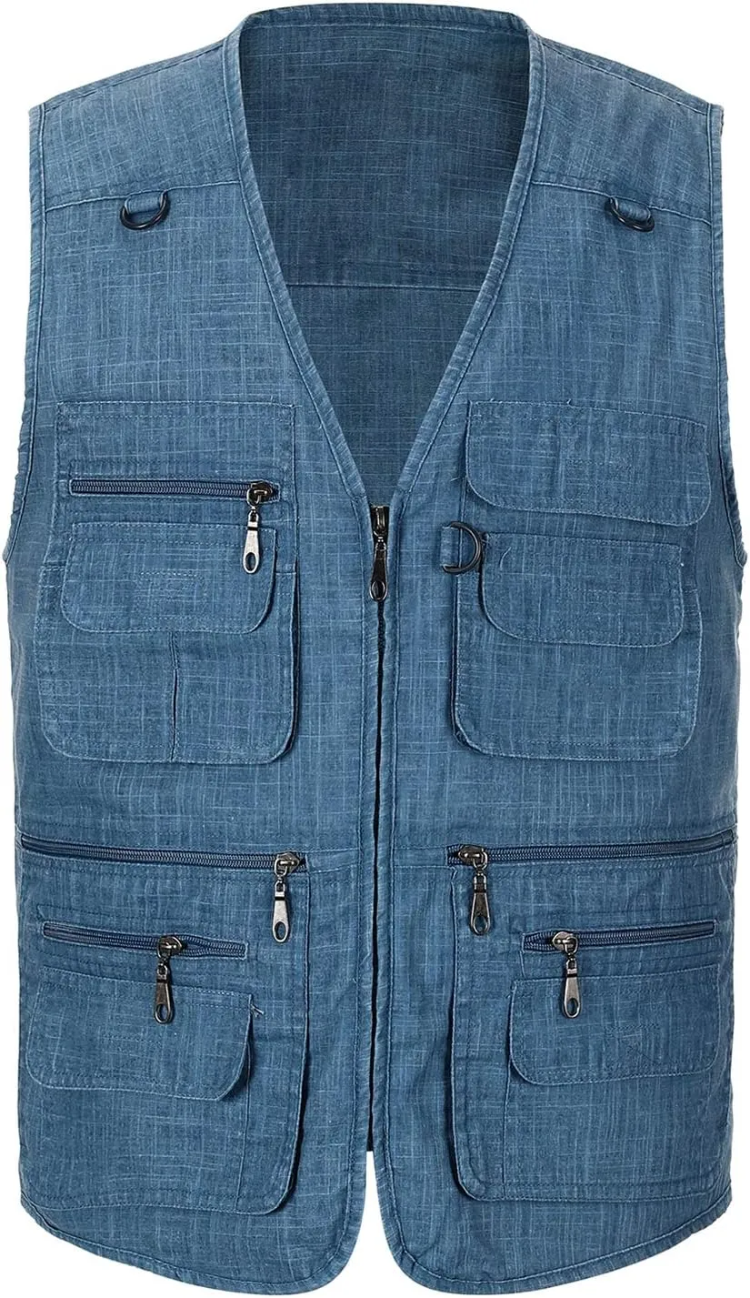 Mens Outdoor Fishing Vest Safari Travel Photography Vests Jacket Multi Pocket