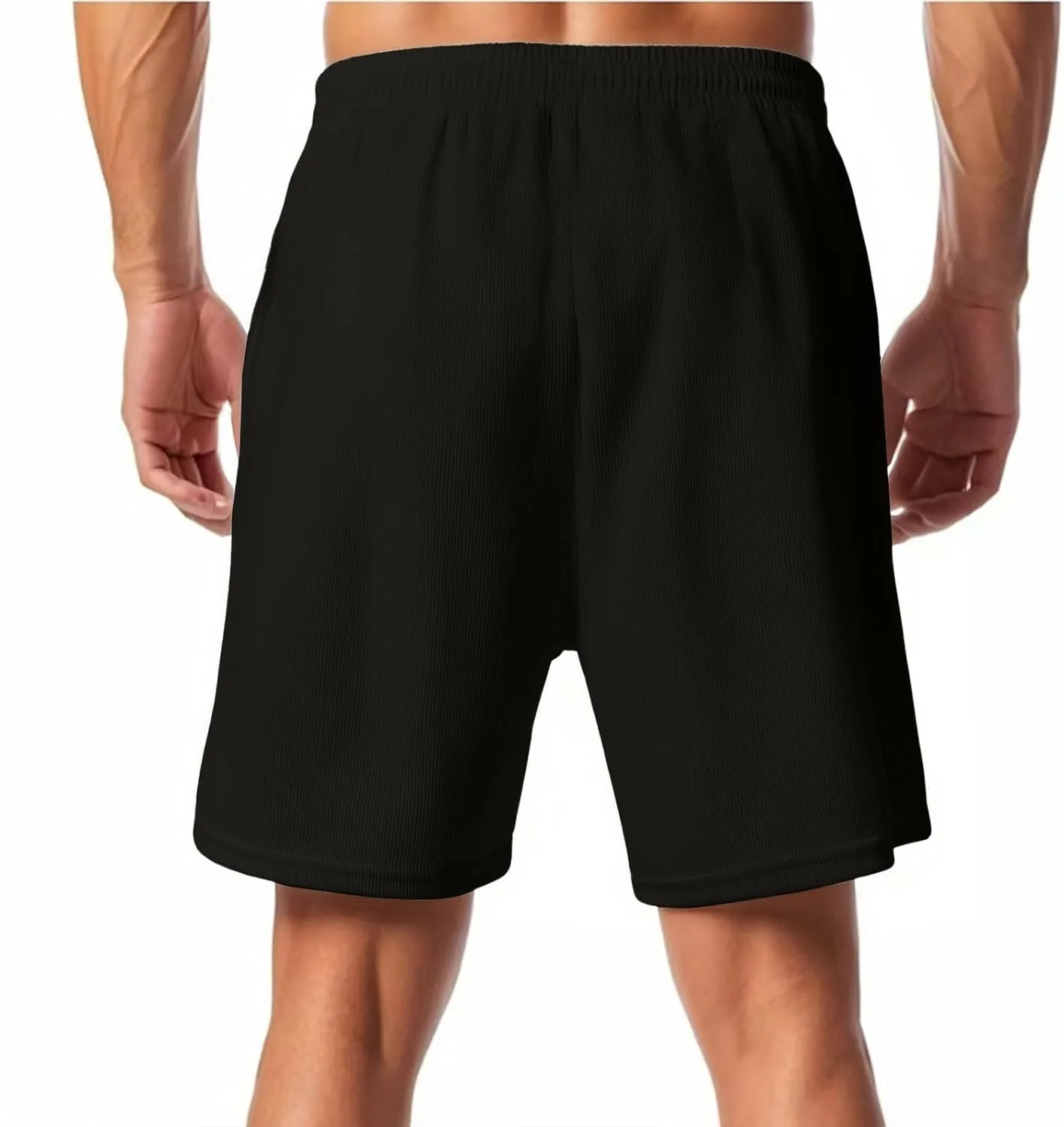 Mens Summer Shorts Casual Elastic Waist Corduroy Shorts 7 Inch Lightweight Loose Fit Summer Beach Short with Pockets