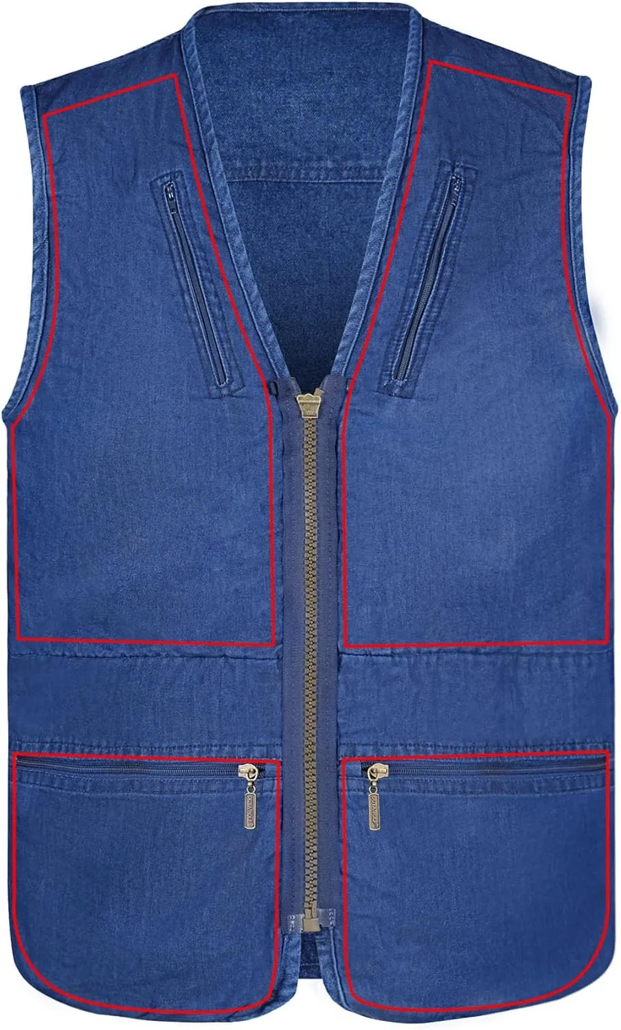Men's Utility Work Hunting Travel Fishing Multi-Pockets Outdoor Denim Jean Vests