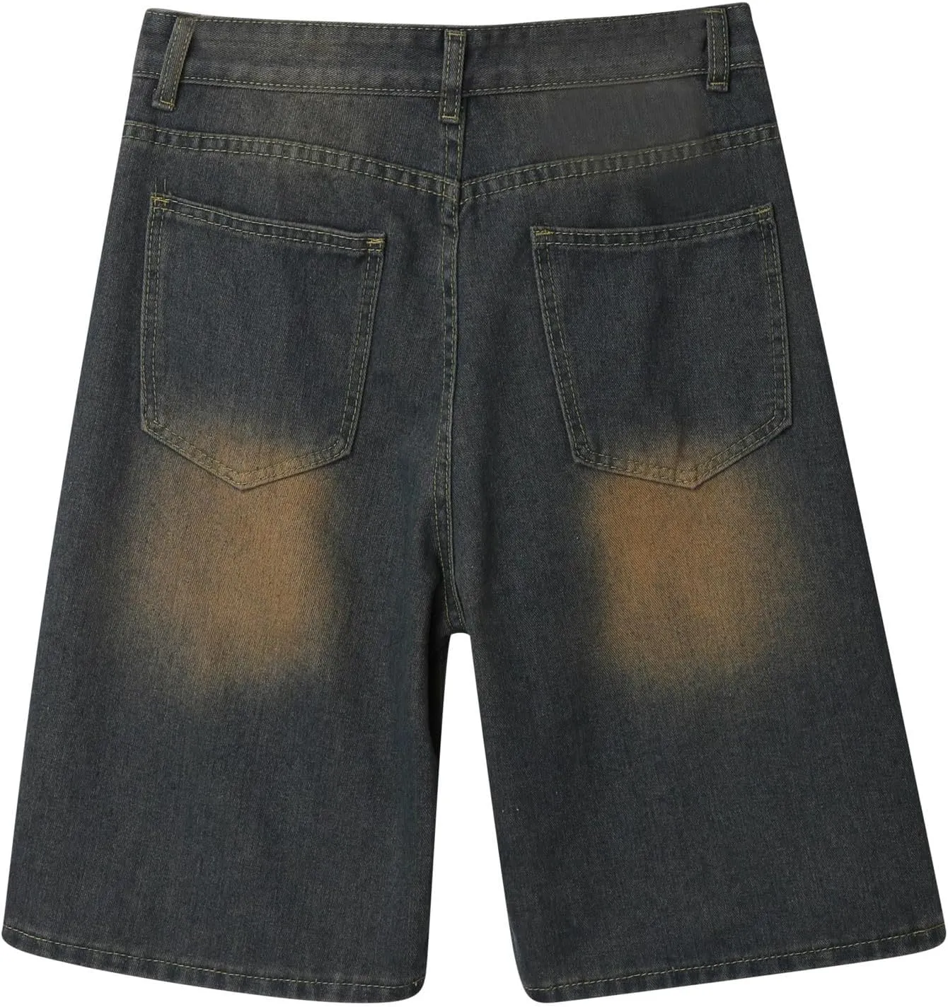 Men's Wide Leg Y2K Hip Hop Mid Jean Shorts Work Denim Shorts with Pockets Aesthetic Pants Streetwear Clothes