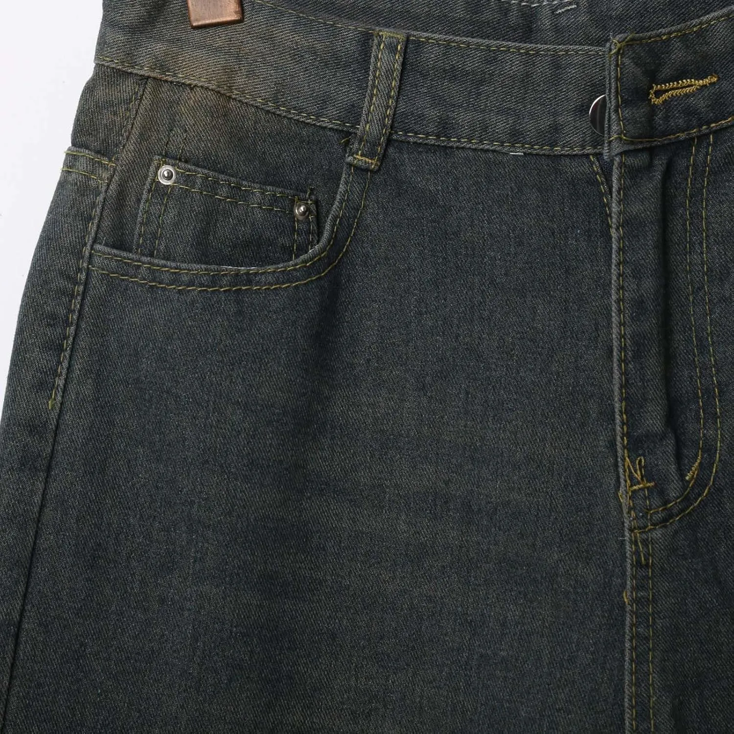 Men's Wide Leg Y2K Hip Hop Mid Jean Shorts Work Denim Shorts with Pockets Aesthetic Pants Streetwear Clothes