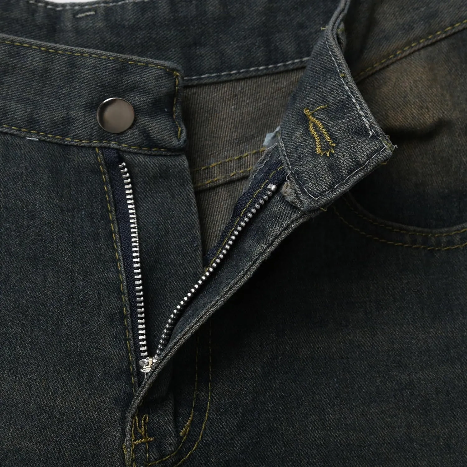 Men's Wide Leg Y2K Hip Hop Mid Jean Shorts Work Denim Shorts with Pockets Aesthetic Pants Streetwear Clothes