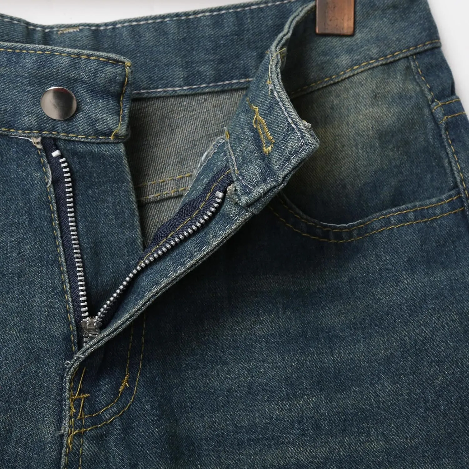Men's Wide Leg Y2K Hip Hop Mid Jean Shorts Work Denim Shorts with Pockets Casual Summer Trendy Outfits