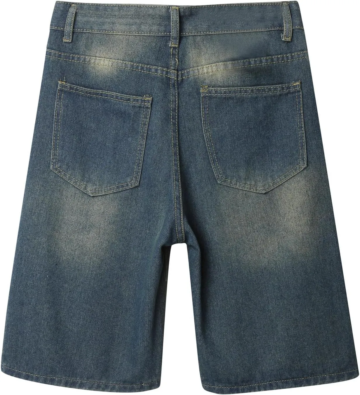 Men's Wide Leg Y2K Hip Hop Mid Jean Shorts Work Denim Shorts with Pockets Casual Summer Trendy Outfits