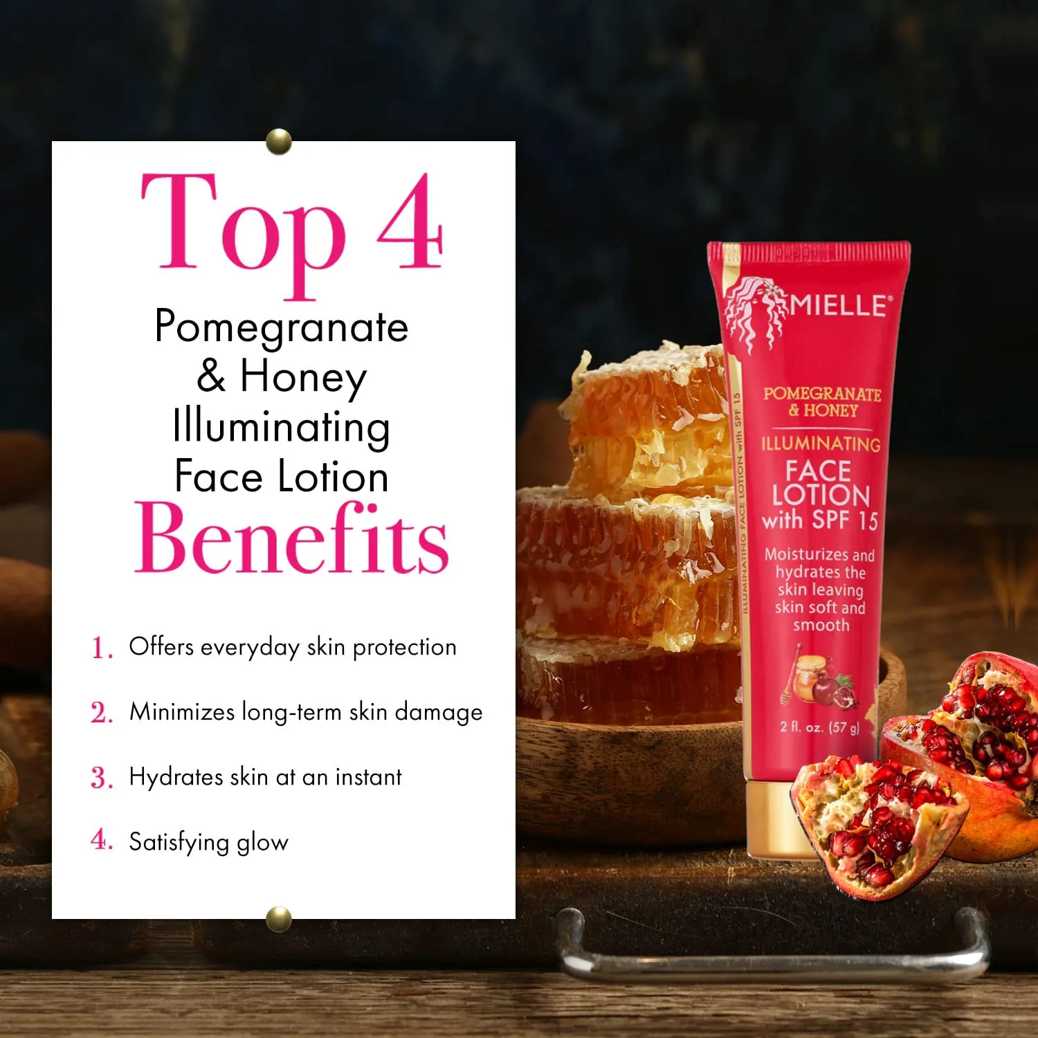 Mielle Organics Pomegranate & Honey illuminating Face Lotion with SPF 15 - 57g