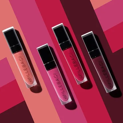 Millebaci Long-lasting liquid lipstick, red with vitamin E, color 28, Nouba