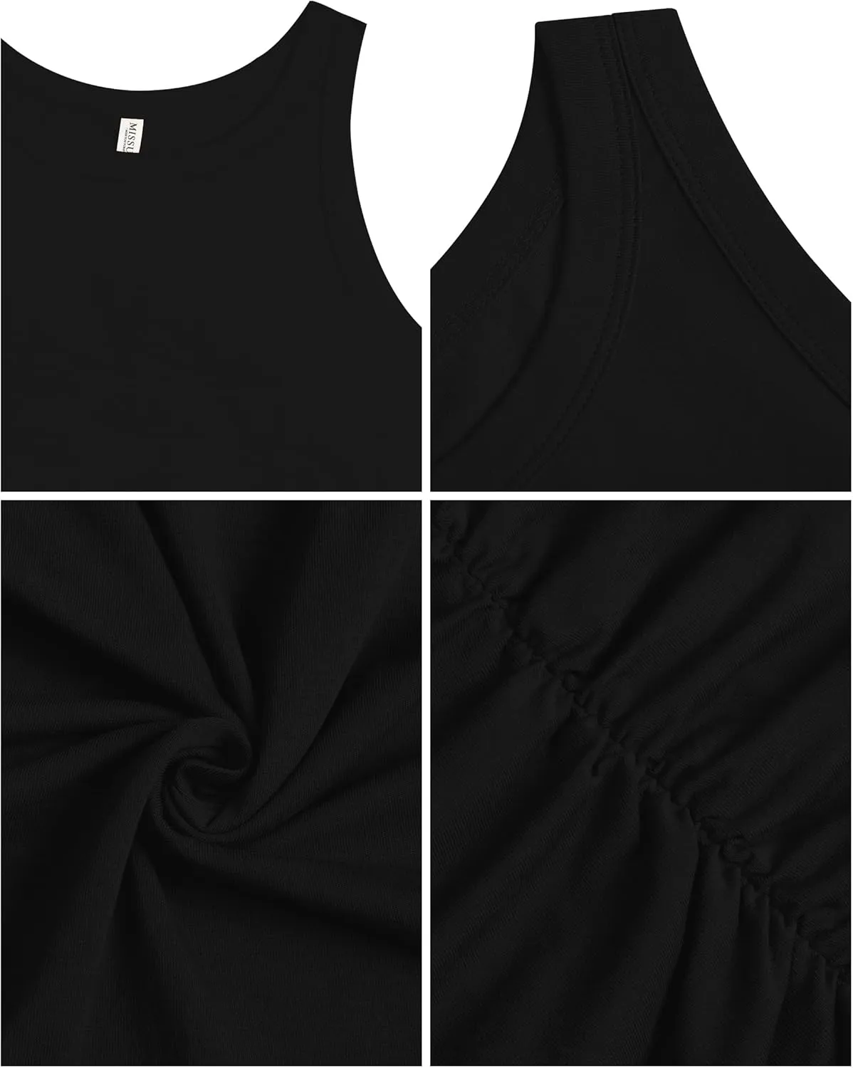 Missfue Women's 2025 Summer Sleeveless Tank Dress Crew Neck Ruched Bodycon Slim Fit Sheath Party Club Mini Dress