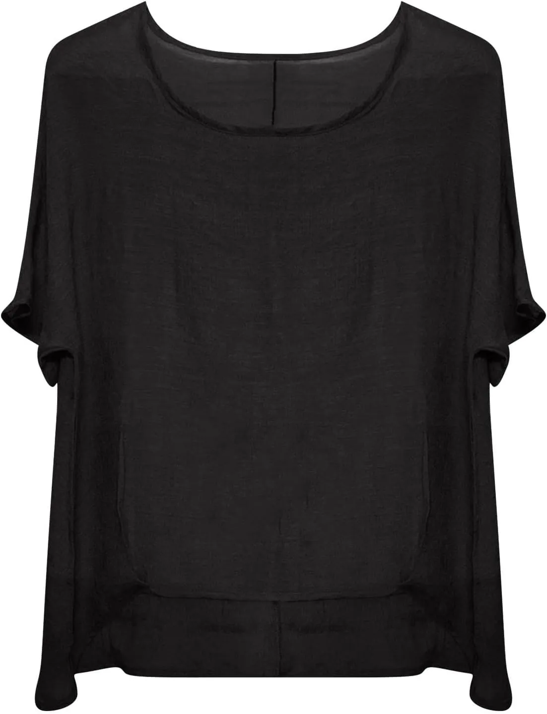 Miyaomn Women's Casual Linen Shirts Oversized Short Sleeve Crewneck Loose Fit Tees Blouse Summer Lightweight Solid Tunic Tops
