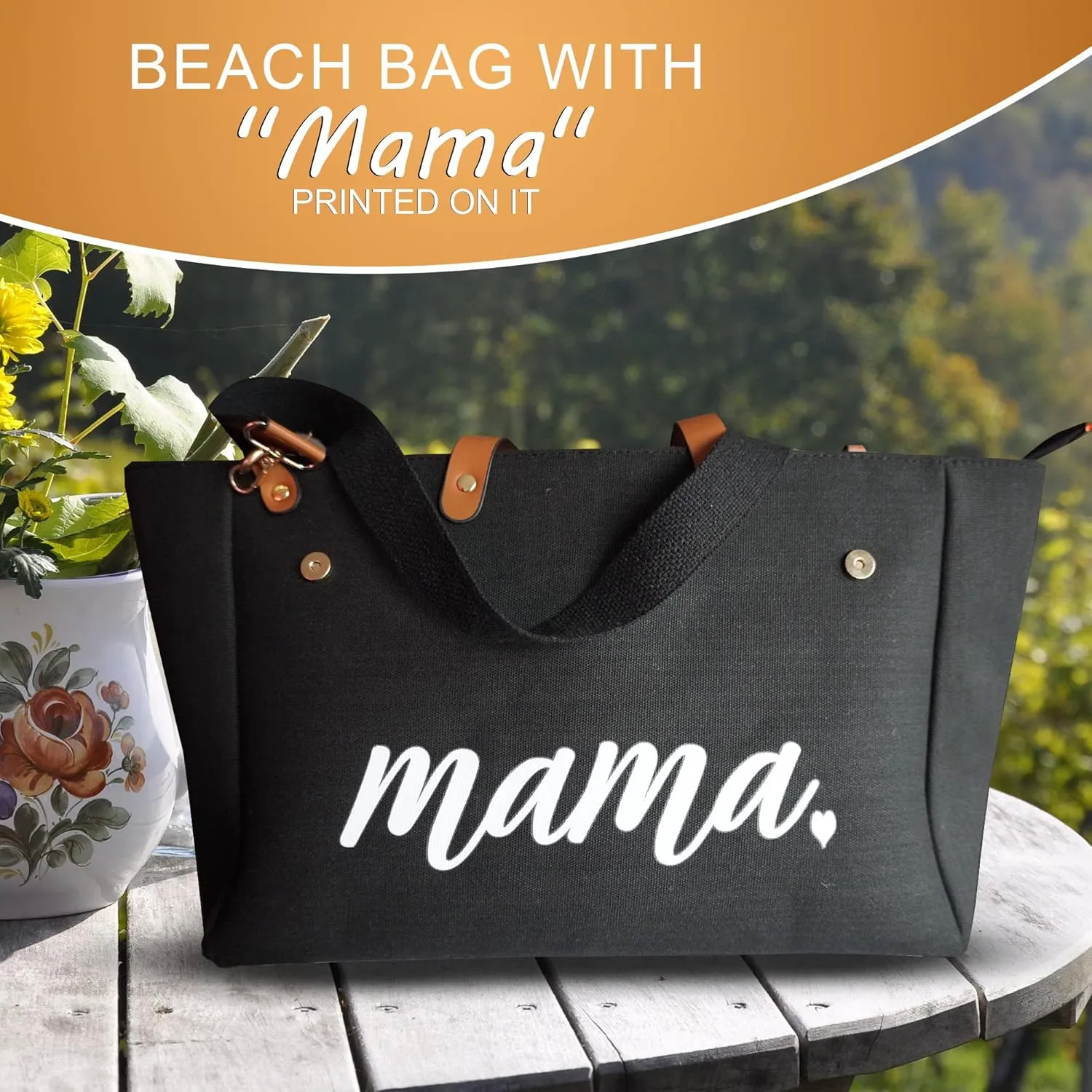 Mom Mama bag, Tote Bag for Women, Mama Gifts, Multifunctional Tote Bags for Women, Cotton Canvas Tote Zipper, Bags for Women