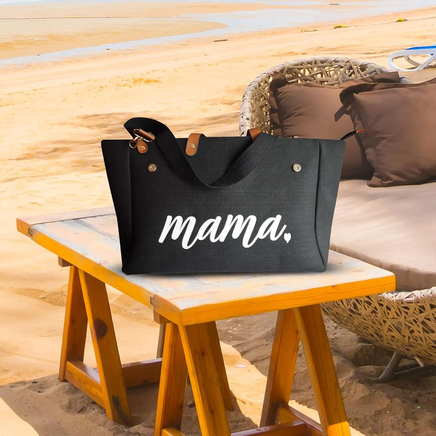 Mom Mama bag, Tote Bag for Women, Mama Gifts, Multifunctional Tote Bags for Women, Cotton Canvas Tote Zipper, Bags for Women