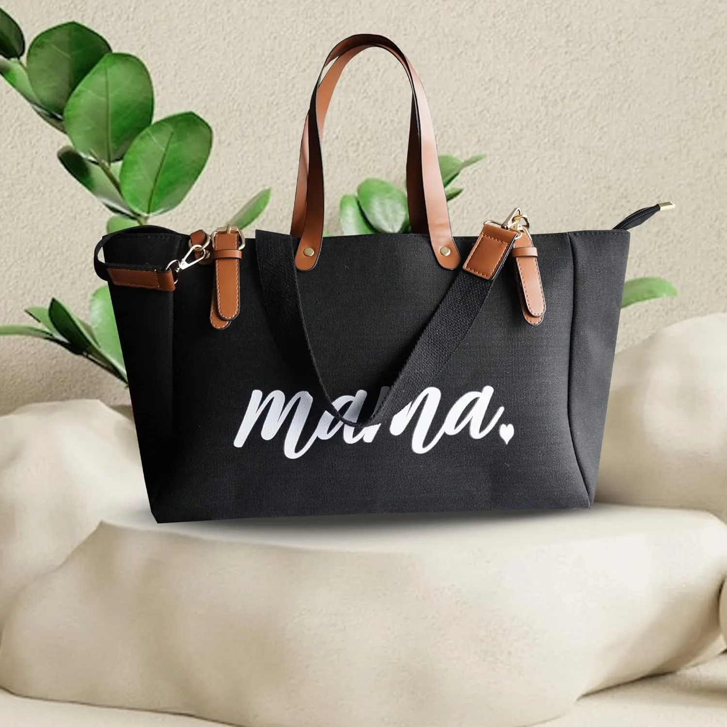 Mom Mama bag, Tote Bag for Women, Mama Gifts, Multifunctional Tote Bags for Women, Cotton Canvas Tote Zipper, Bags for Women