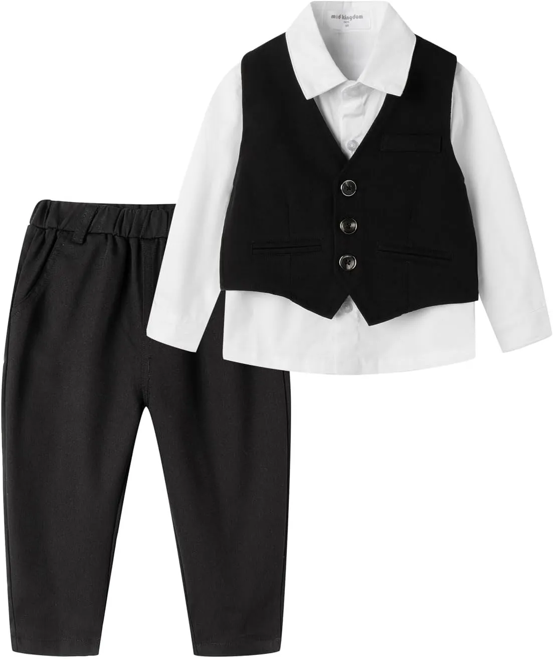 Mud Kingdom Boys Suits for Weddings White Shirts, Vests and Pants Clothes Sets