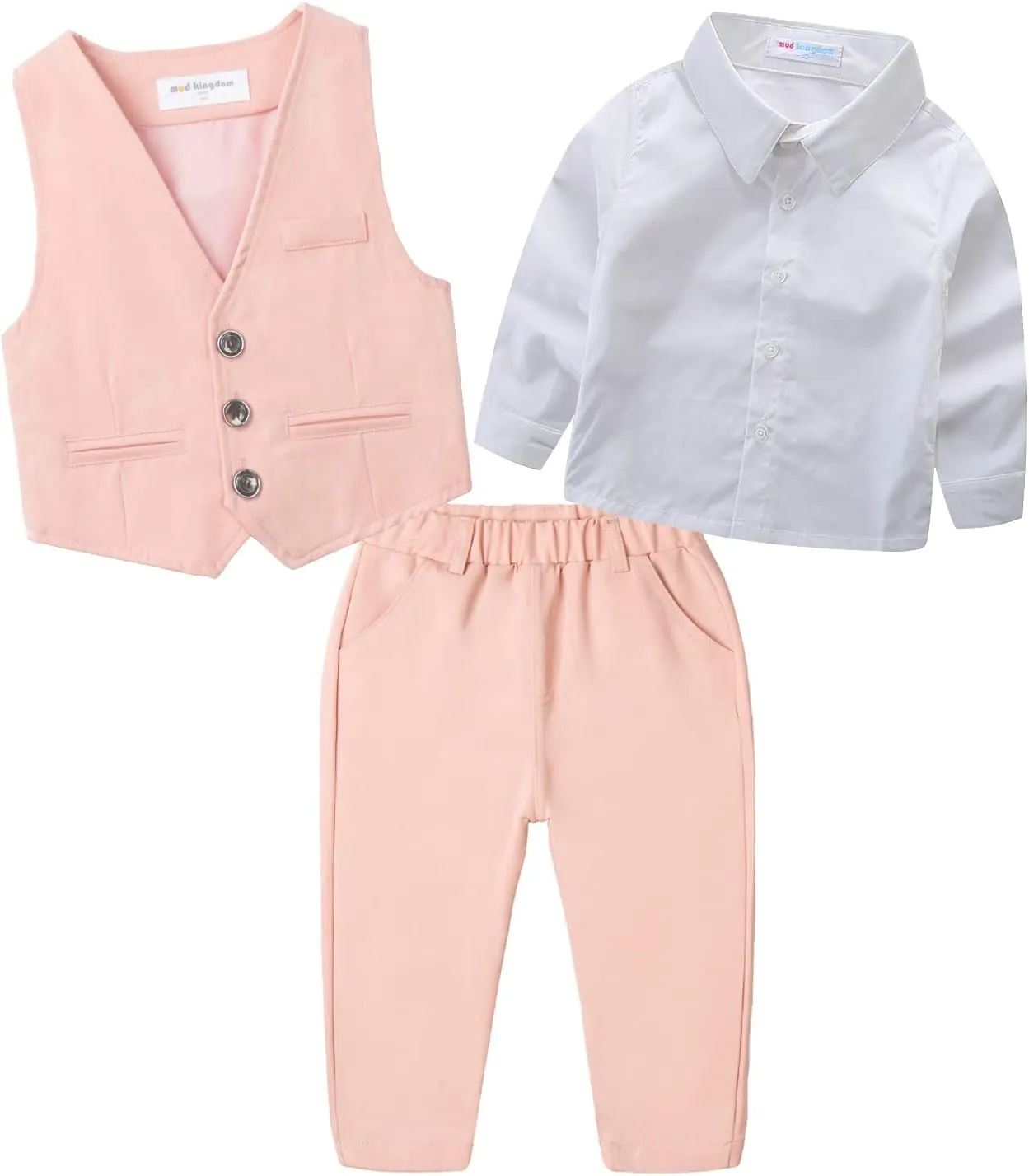 Mud Kingdom Boys Suits for Weddings White Shirts, Vests and Pants Clothes Sets