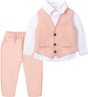Mud Kingdom Boys Suits for Weddings White Shirts, Vests and Pants Clothes Sets