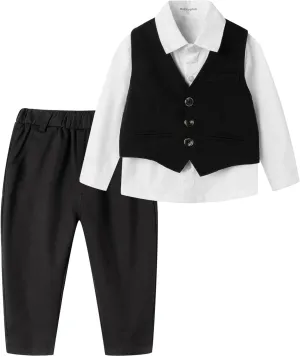 Mud Kingdom Boys Suits for Weddings White Shirts, Vests and Pants Clothes Sets