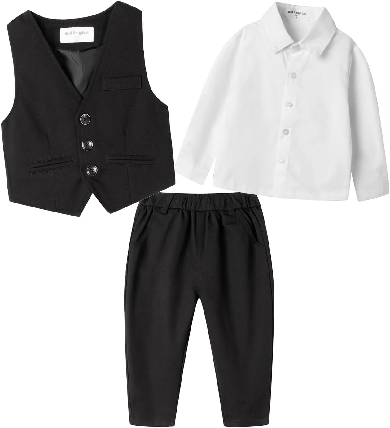Mud Kingdom Boys Suits for Weddings White Shirts, Vests and Pants Clothes Sets