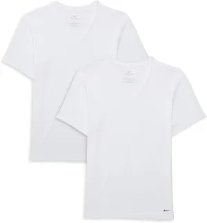 Nike 2Pk Vneck Evdy Cotton Stretch Mens (Crewneck/V Neck/Tank Top) Undershirts & Tees Size XL, Color: White