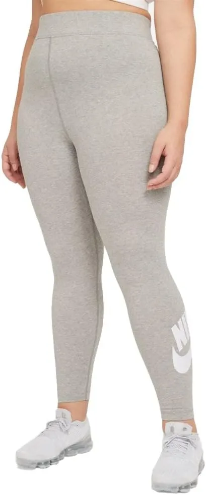 Nike Sportswear Essential Women's High-Waisted Leggings (Plus Size) (DK Grey Heather/White, DC6950-063) Size 1X