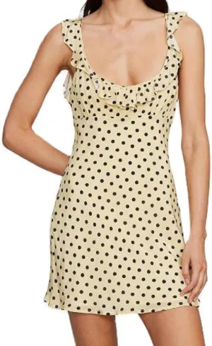NUFIWI Women Sleeveless Ruffle Hem Mini Dress Low Cut Spaghetti Strap Short Dresses Slim Fit Summer Vocation Sundress