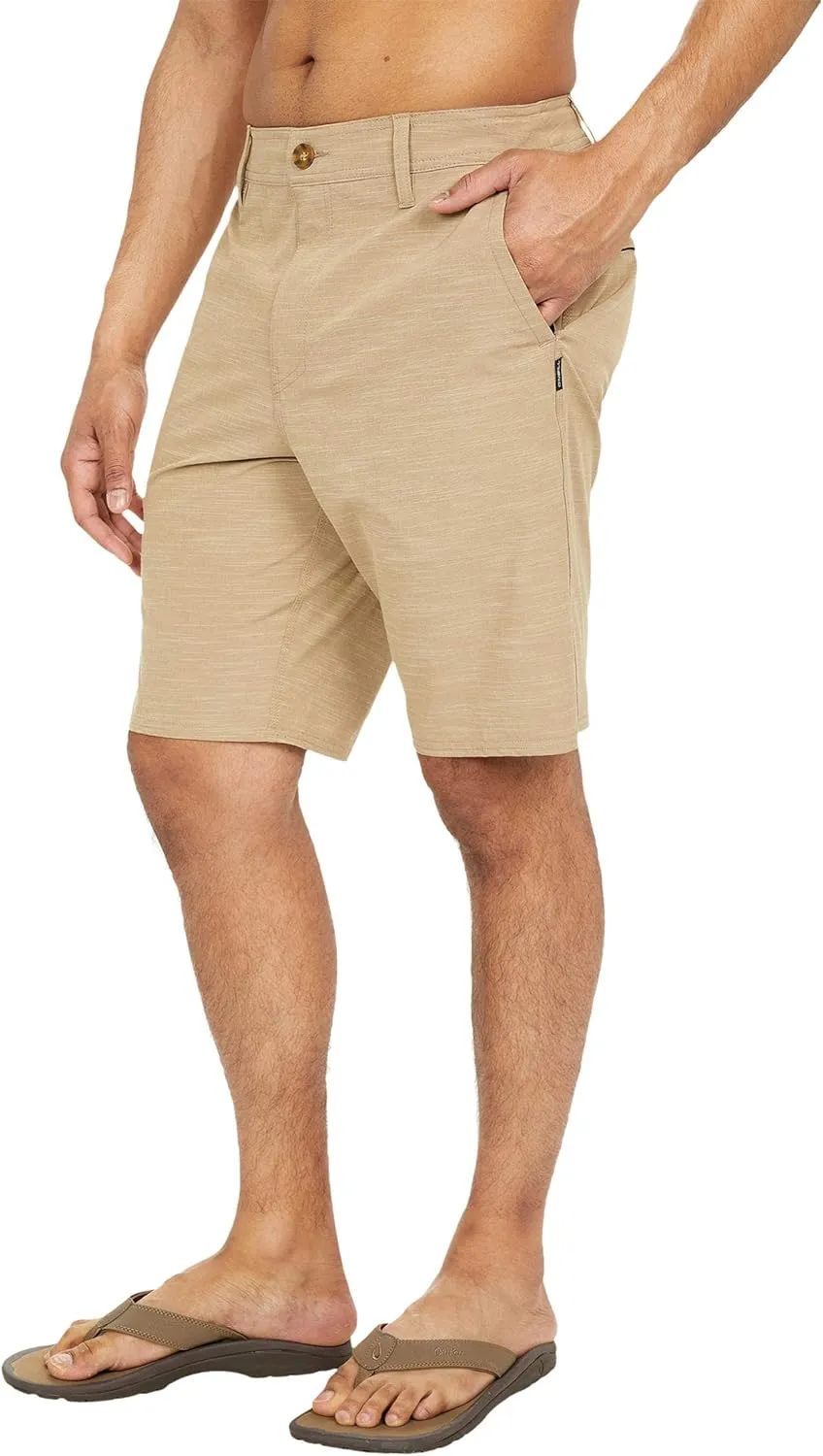 O'NEILL Men's Khaki Shorts, 20-Inch Outseam, Stretch Quick Dry Slub Fabric, Hybrid Chino Shorts Men, Casual and Active Wear