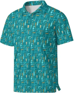 Party Mens Golf Shirt Print Short Sleeve Moisture Wicking Funny Sport Performance Polo Shirts for Men
