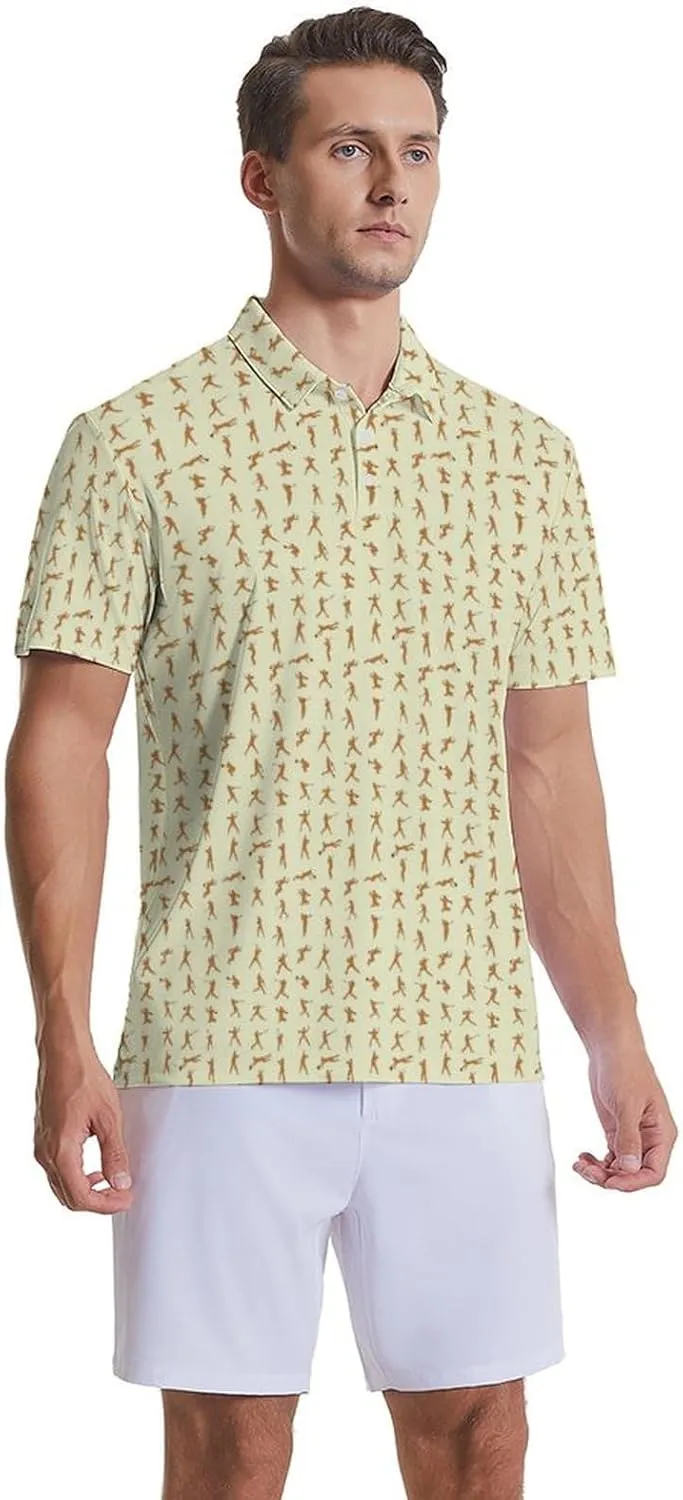Party Mens Golf Shirt Print Short Sleeve Moisture Wicking Funny Sport Performance Polo Shirts for Men