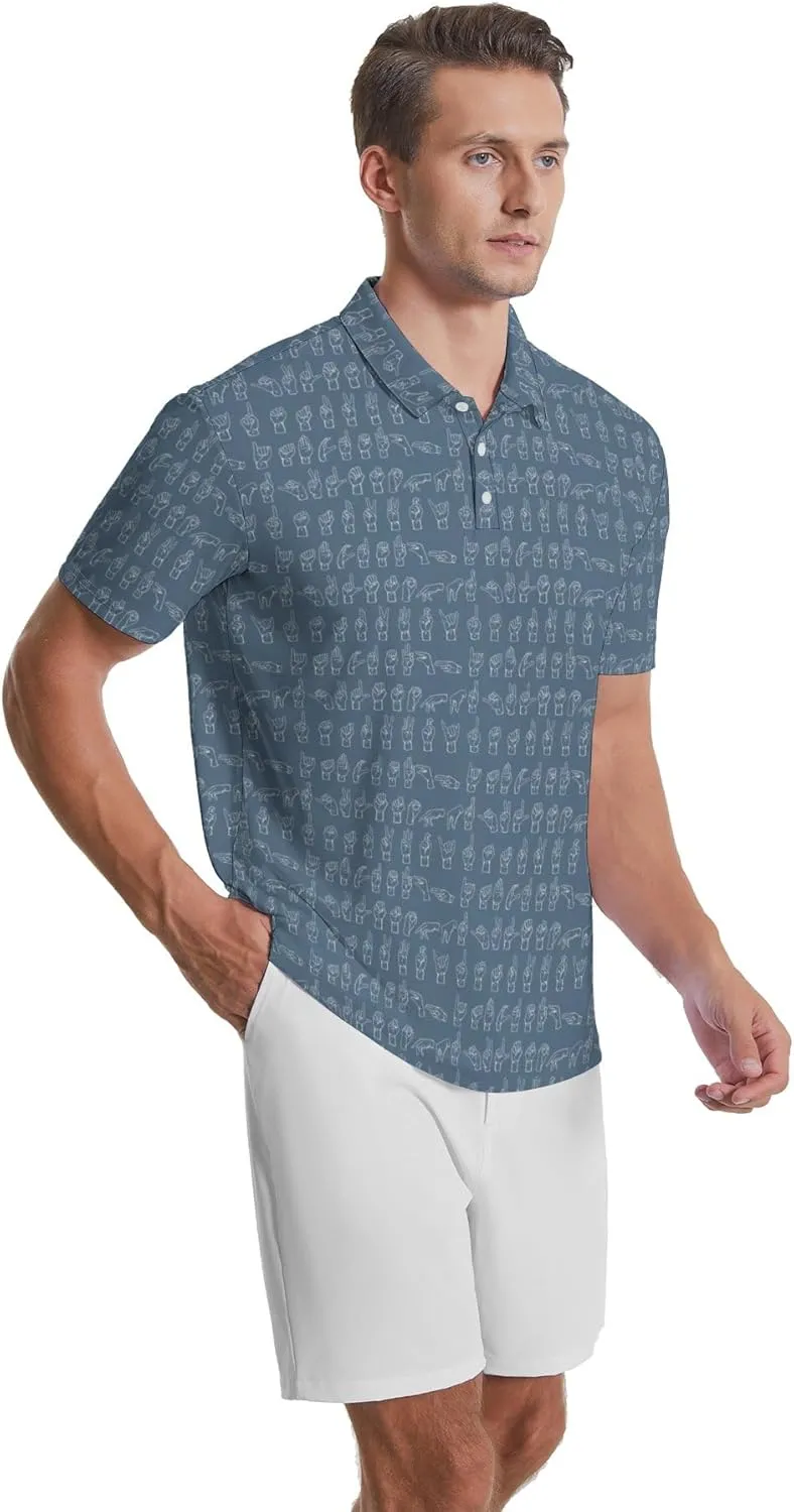 Party Mens Golf Shirt Print Short Sleeve Moisture Wicking Funny Sport Performance Polo Shirts for Men