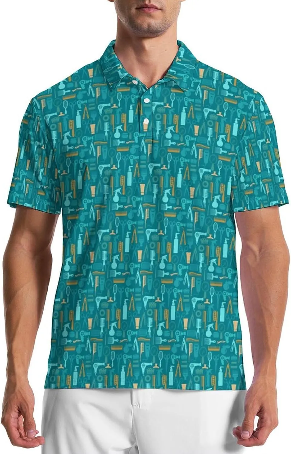 Party Mens Golf Shirt Print Short Sleeve Moisture Wicking Funny Sport Performance Polo Shirts for Men