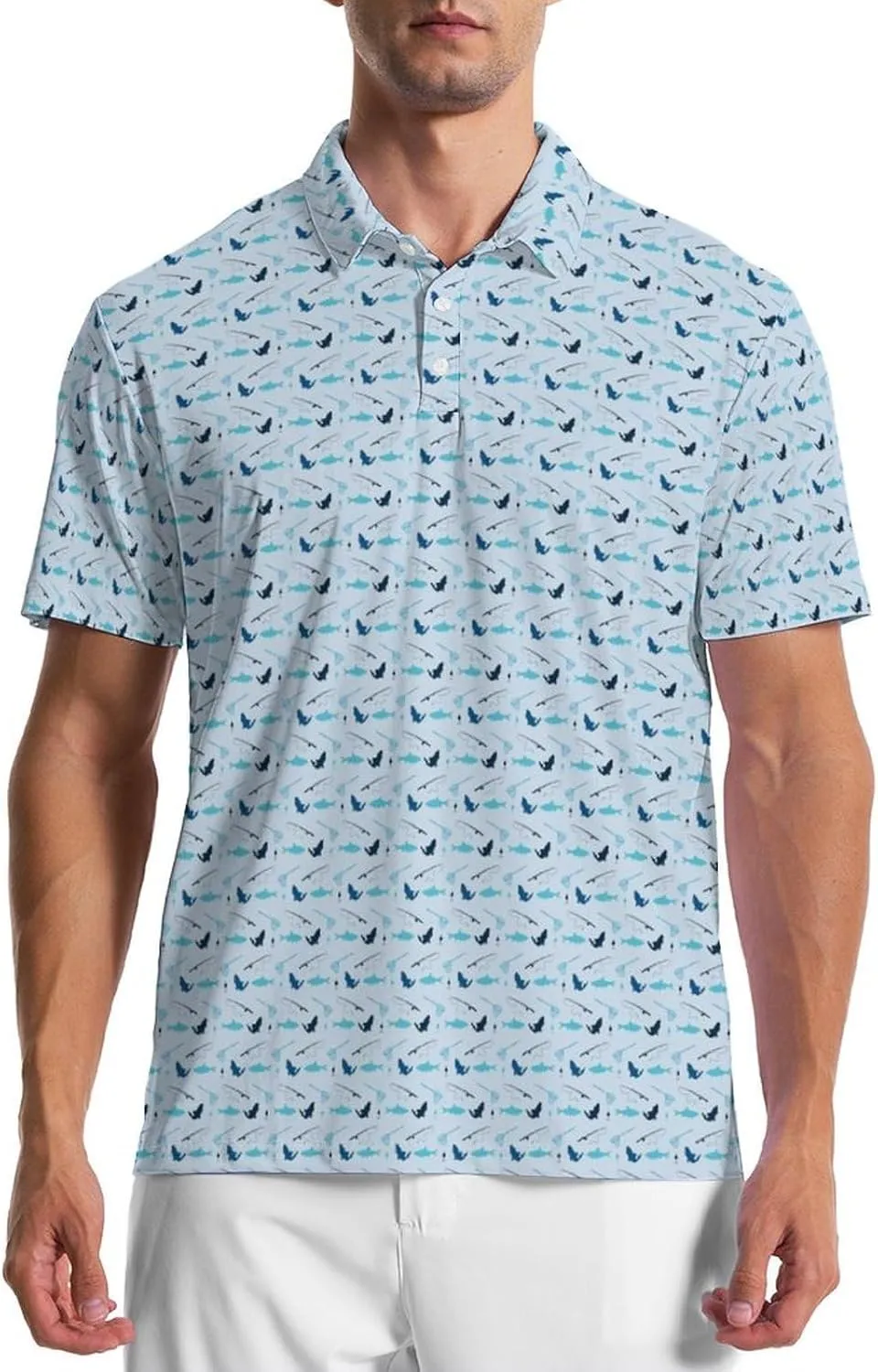 Party Mens Golf Shirt Print Short Sleeve Moisture Wicking Funny Sport Performance Polo Shirts for Men