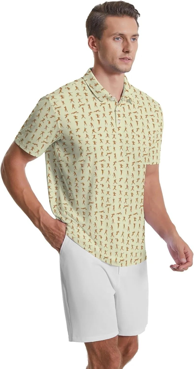 Party Mens Golf Shirt Print Short Sleeve Moisture Wicking Funny Sport Performance Polo Shirts for Men