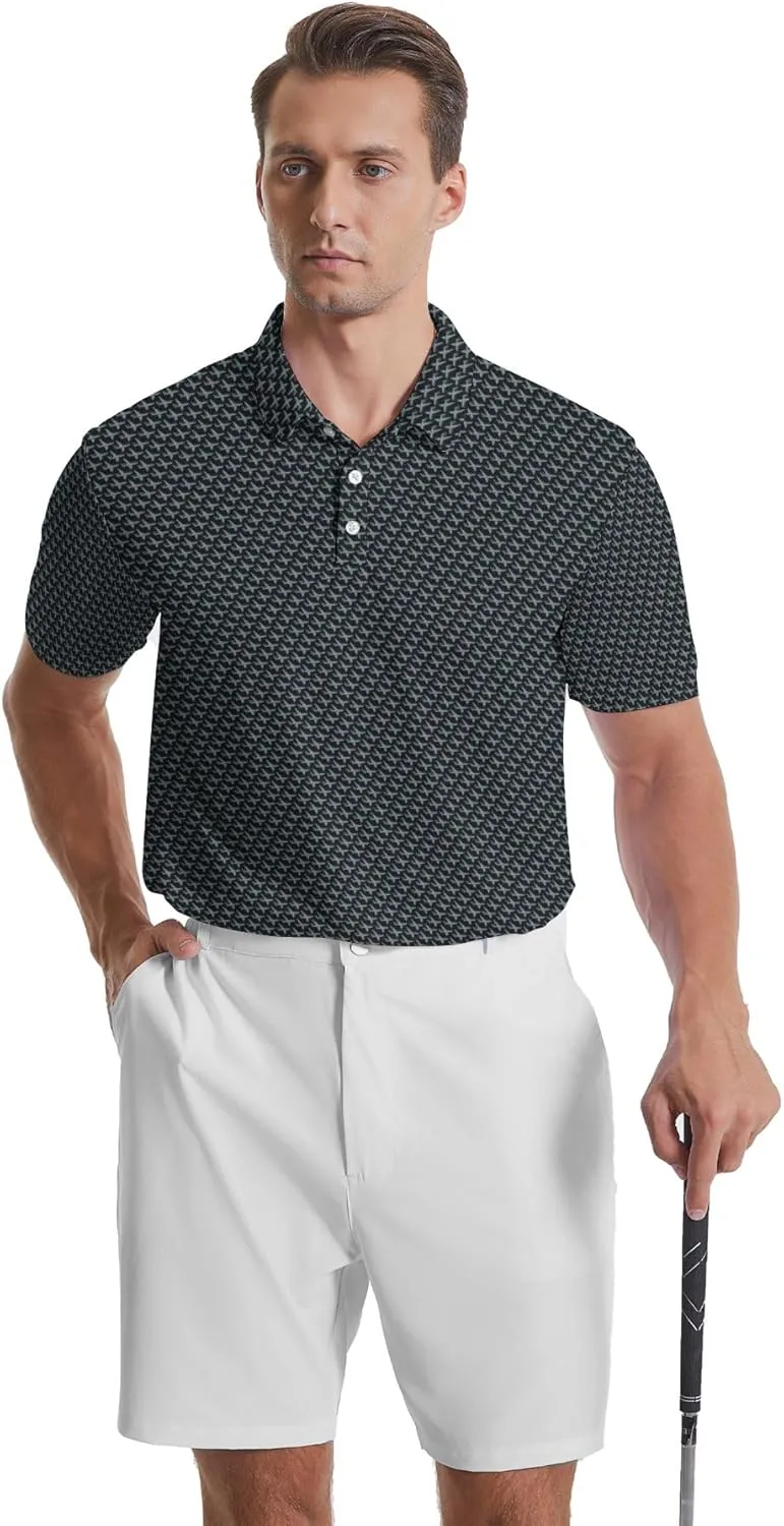Party Mens Golf Shirt Print Short Sleeve Moisture Wicking Funny Sport Performance Polo Shirts for Men