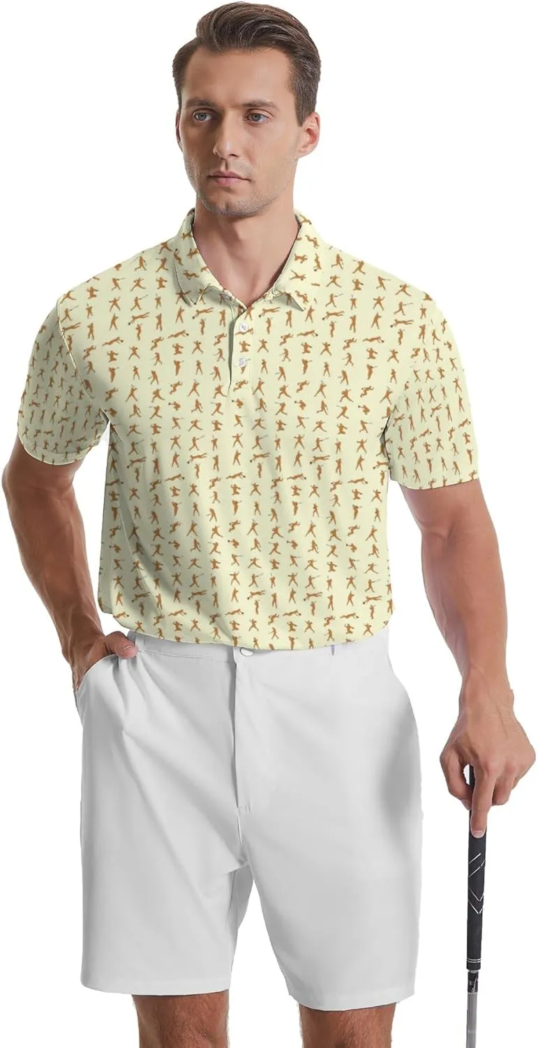 Party Mens Golf Shirt Print Short Sleeve Moisture Wicking Funny Sport Performance Polo Shirts for Men