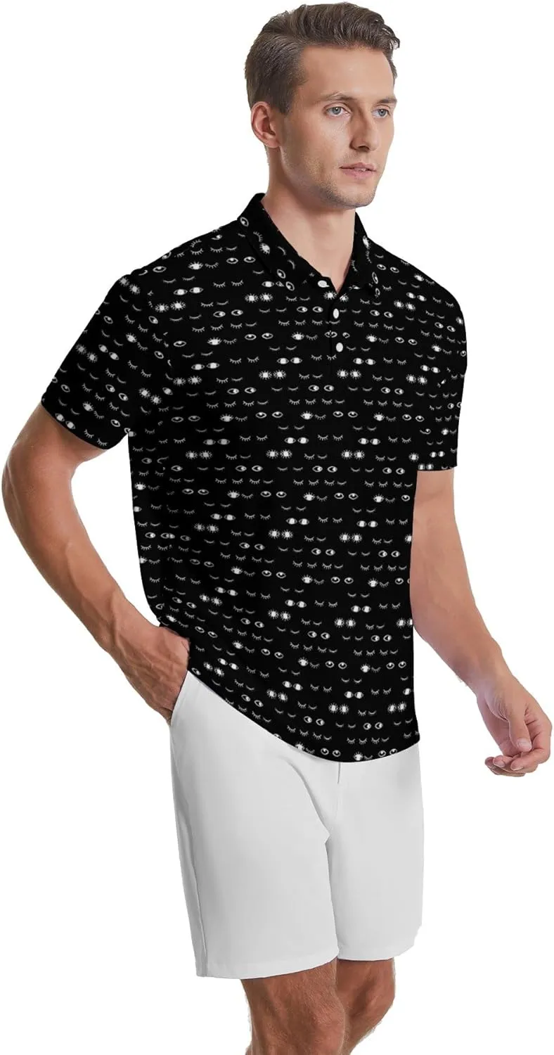 Party Mens Golf Shirt Print Short Sleeve Moisture Wicking Funny Sport Performance Polo Shirts for Men