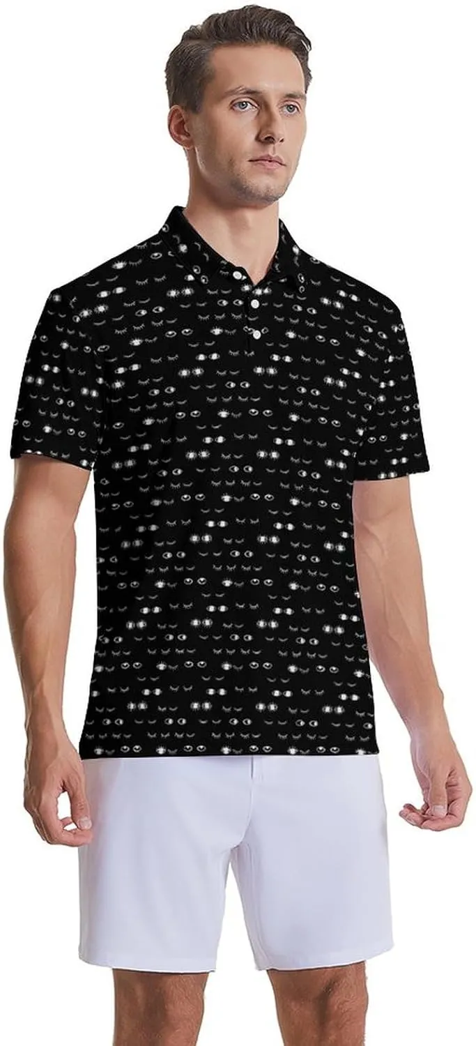Party Mens Golf Shirt Print Short Sleeve Moisture Wicking Funny Sport Performance Polo Shirts for Men