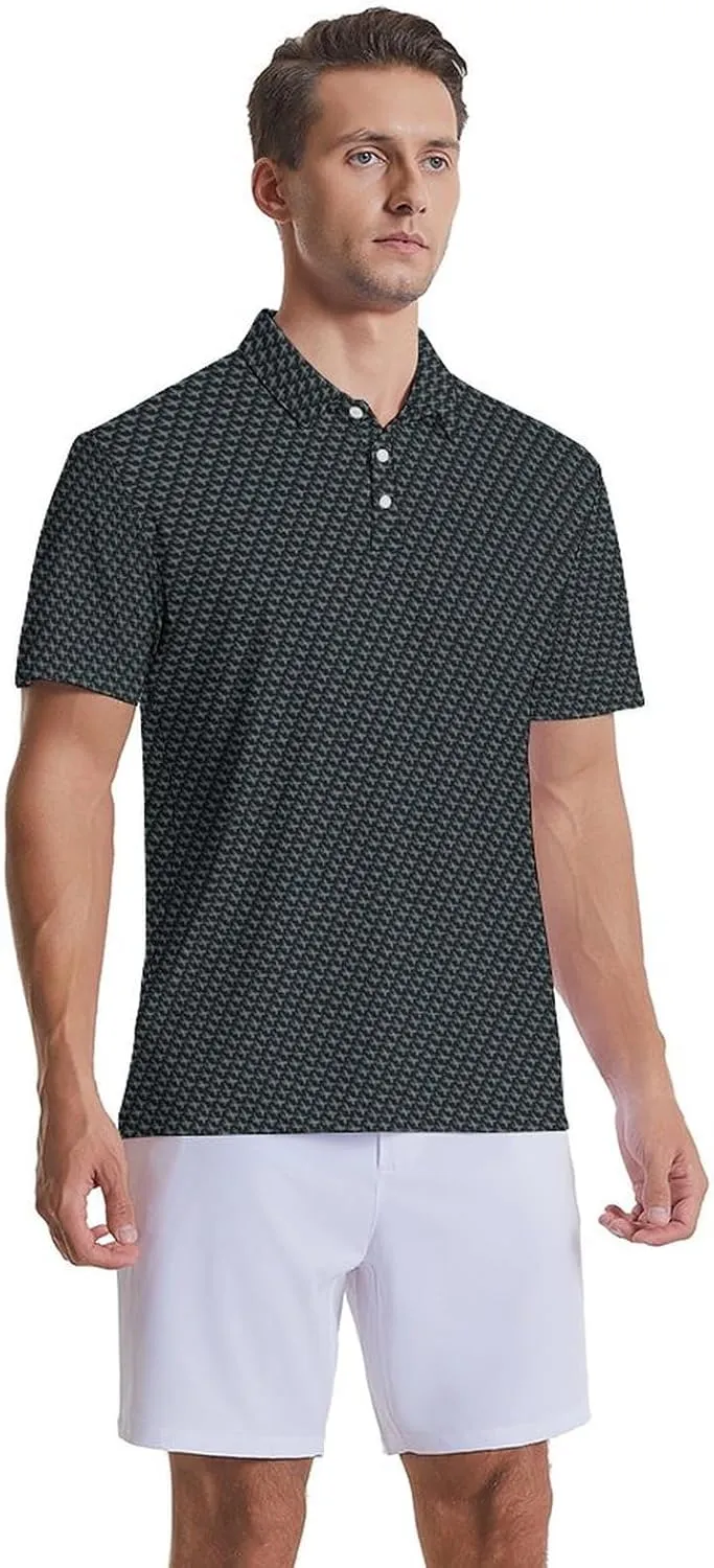 Party Mens Golf Shirt Print Short Sleeve Moisture Wicking Funny Sport Performance Polo Shirts for Men