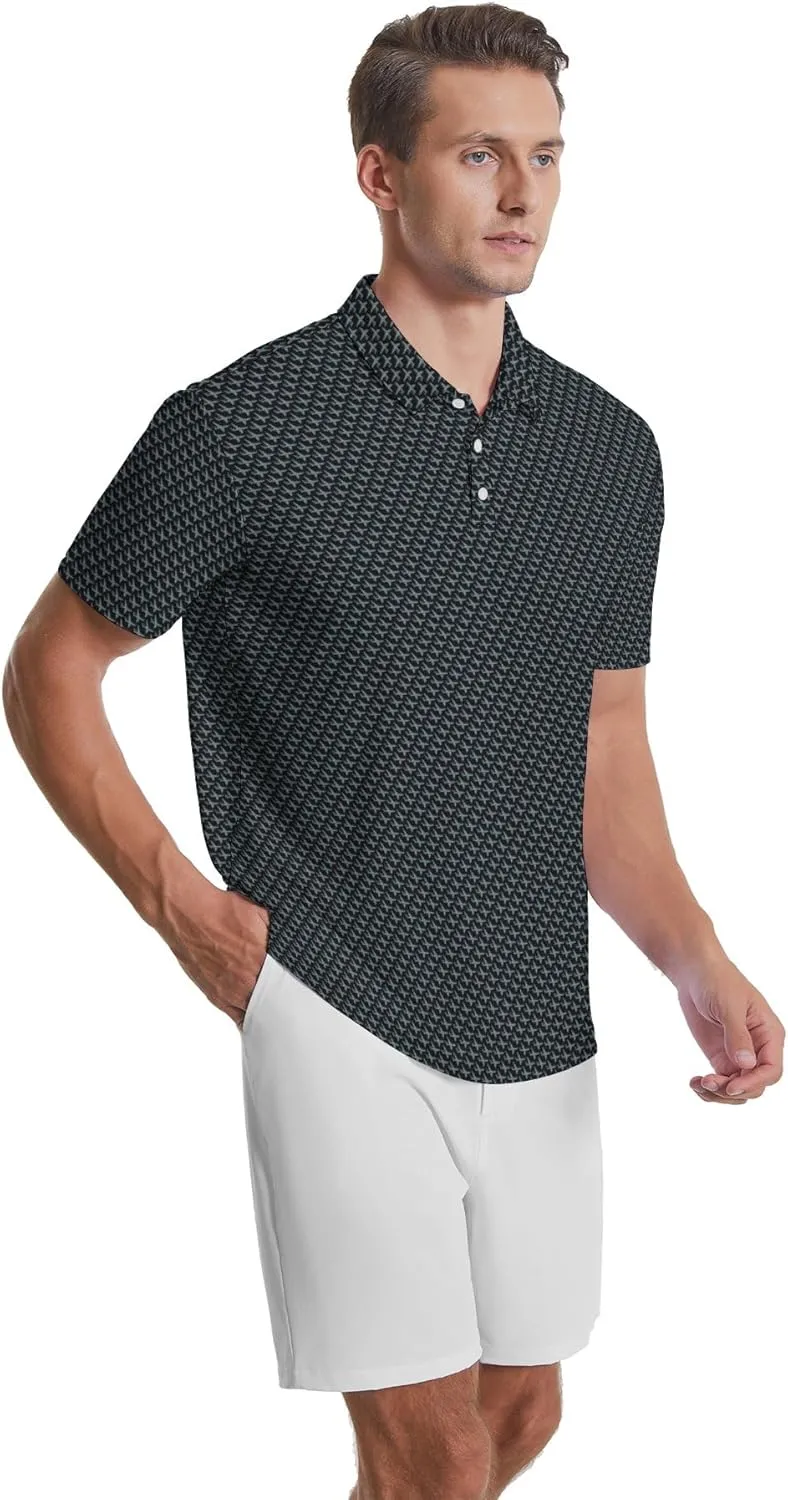 Party Mens Golf Shirt Print Short Sleeve Moisture Wicking Funny Sport Performance Polo Shirts for Men