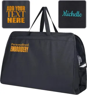 Personalized Gusseted Garment Bags for Travel- Custom Breathable Black Suit Bags With Two Mesh Pockets for Men and Women - Ideal for Travel, Suites Cover, Shoes and Storage with Carry Handle