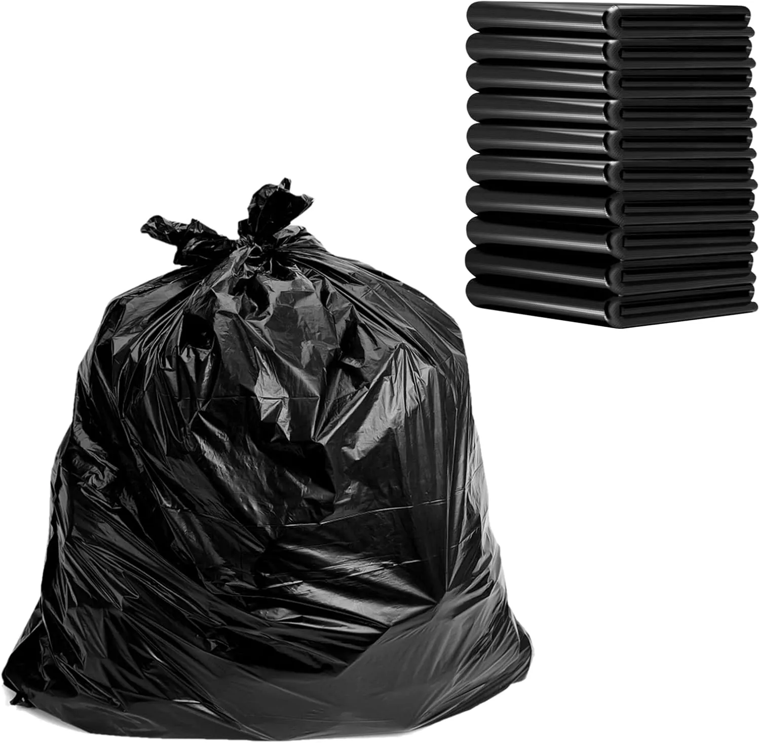 PetsHome Garbage Bags 13 Gallon Trash Bags 100 Count [Extra Thick][Leak Proof] Tall Kitchen Rubbish Bags Trash Can Liners for Kitchen, Home, Office, School, Hotel, Courtyard, Parties-Black