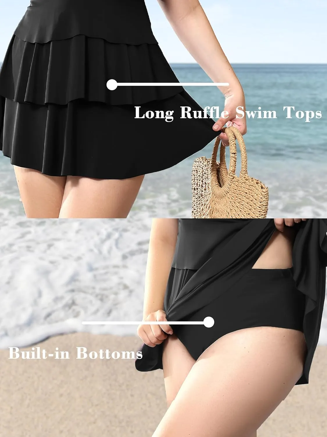 Plus Size Tankini Swimsuits for Women 2025 Tummy Control Two Piece Bathing Suits Ruffle Swim Tops with Bottoms