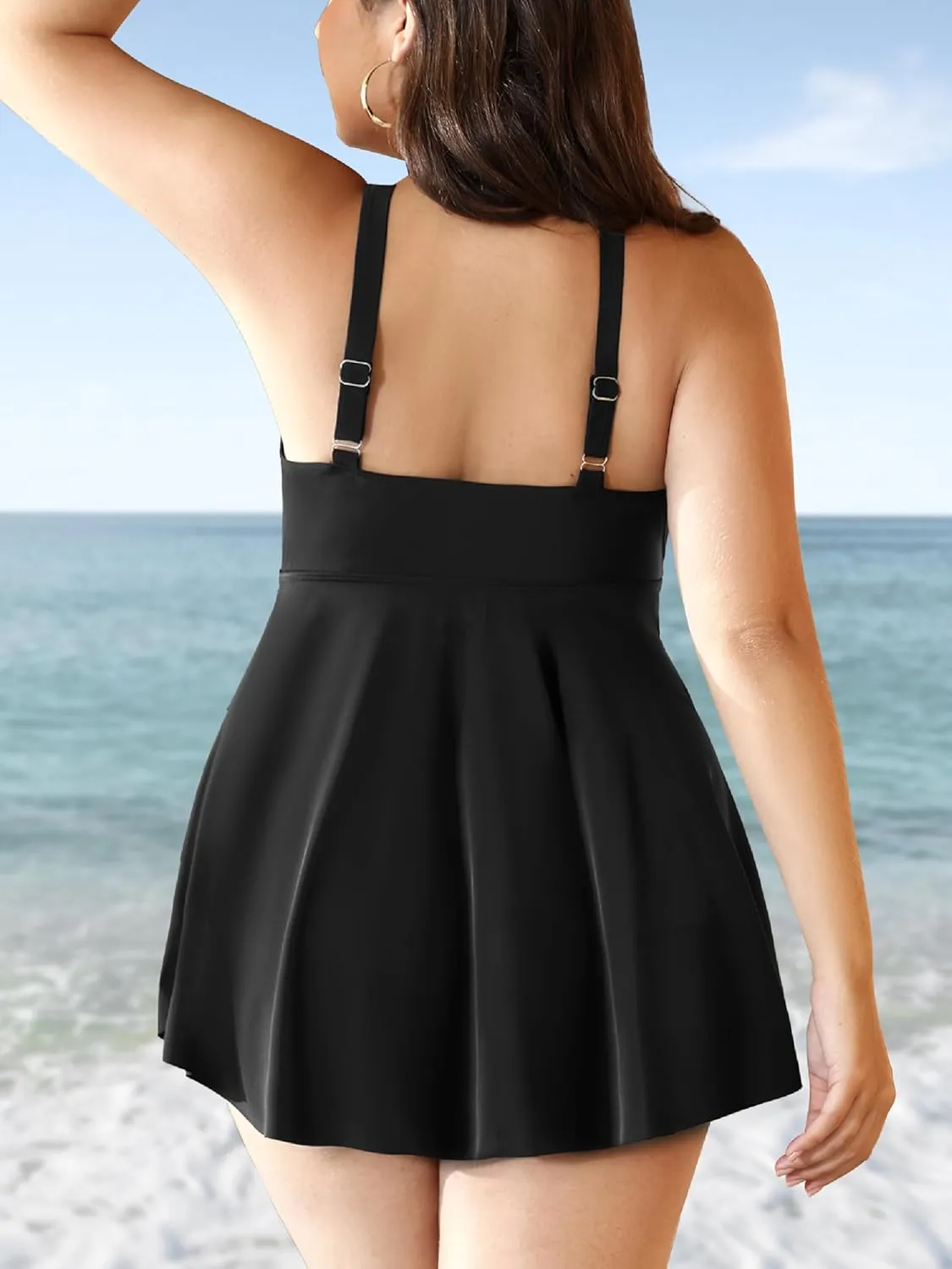 Plus Size Tankini Swimsuits for Women 2025 Tummy Control Two Piece Bathing Suits Ruffle Swim Tops with Bottoms